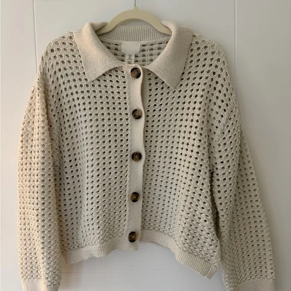 H&M Cream Knit Button-Up Cardigan - Picture 1 of 3